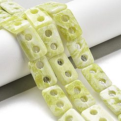 天然石レモンジェイド翡翠ビーズ連売り  長方形  2穴  25x17x5mm  穴：6mm  約16個/連  15.75~15.94''（40~40.5センチメートル）&nbsp;G-H074-A01-01