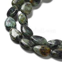 天然アフリカンターコイズ（ジャスパー）ビーズ連売り  ティアドロップ  14x10x4.5~5mm  穴：1mm  約28~29個/連  15.55~15.83インチ（39.5~40.2cm）&nbsp;G-L585-F01-01