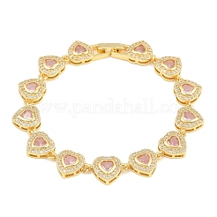 Brass Pave Cubic Zirconia Heart Tennis Bracelets for Women&nbsp;KK-CBA68DA-09G-02