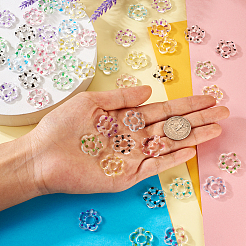 48色の透明プラスチックビーズフレーム6個  水玉模様の花  ミックスカラー  19x20x4mm  穴：1.6mm  8個/カラー&nbsp;KY-TA0001-26