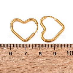 201 ステンレススチールフープピアス  316サージカルステンレススチールピン付き  18KGP本金メッキ  ハート  17.5x19.5x2mm&nbsp;EJEW-Z127-01G-05