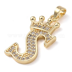 Rack Plating Brass Micro Pave Cubic Zirconia Pendants&nbsp;KK-D535-01S-RS