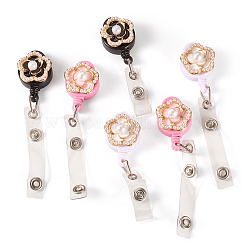 6Pcs 3 Styles Flower Alloy Enamel Badge Reels&nbsp;HJEW-TAC0157