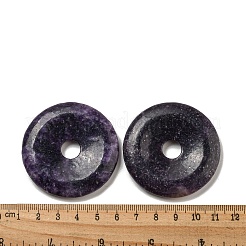 天然レピドライトペンダント  ドーナツ/円盤チャーム  50x6.5~7.5mm  穴：10mm&nbsp;G-P532-01A-04