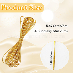 20mの丸型伸縮ナイロンコード  ヘアタイアクセサリー用  ゴールド  1mm  約5.47ヤード（5m）/バンドル&nbsp;OCOR-CN0001-01A
