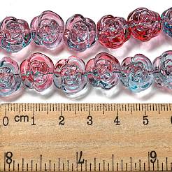 ガラスビーズ連売り  ローズ  インディアンレッド  12~12.5x14x8~8.5mm  穴：1.2mm  約57~60個/連  13.19~13.58''（33.5~34.5センチメートル）&nbsp;GLAA-B018-02F