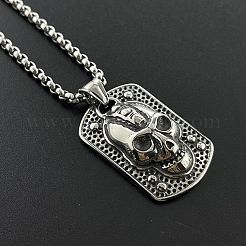 パンクレトロステンレススチールエンボススカルペンダントヒップホップストリートスタイルネックレスメンズ  ステンレス鋼色&nbsp;JJ4192