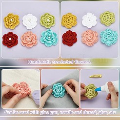 12個 6色 手作り繊維編み装飾アクセサリー  プラスチック製のビーズと  DIYミシンクラフト用  ミックスカラー  51~53x9~11mm  2個/カラー&nbsp;FIND-FG0003-54