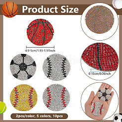 10Pcs 5 Styles Sports Theme Glass Hotfix Rhinestone&nbsp;DIY-NB0015-49