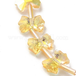 電気メッキガラスビーズ  半分メッキ  多面カット  蝶結び  きいろ  10x7x3.5mm  穴：0.9mm  約49~51個/連  18.90~20.47インチ（48~52cm）&nbsp;EGLA-F163-01-HP02