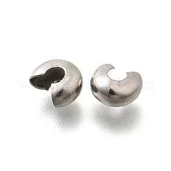304ステンレススチール製クリンプビーズカバー  ステンレス鋼色  6.5x5.5x3.5mm&nbsp;X-STAS-P239-34P-05