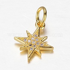 真鍮製マイクロパヴェキュービックジルコニアチャーム  スター  ミックスカラー  14x12x2mm  穴：4mm&nbsp;ZIRC-K045-07