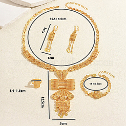 Vintage Alloy Rectangle Tassel Bracelets & Earrings & Necklaces & Rings Sets for Women&nbsp;GX1745