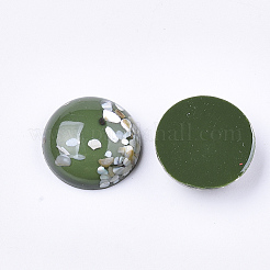 半透明の樹脂カボション  内側シェルチップ付きの  ドーム/ハーフラウンド  ミックスカラー  20x7mm&nbsp;RESI-S364-44E-M