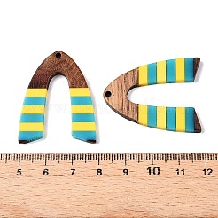 エポキシ樹脂とクルミ材のペンダント  幾何学的なチャーム  アーチ  37x29x3.5mm  穴：2mm&nbsp;RESI-N039-121Q