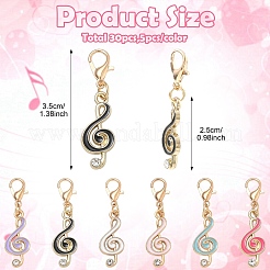 30Pcs 6 Colors Alloy Enamel & Crystal Rhinestone Pendant Decorations&nbsp;HJEW-YW00528
