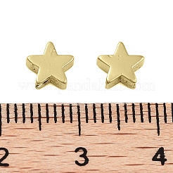 ラックメッキ真鍮製ビーズ  長持ちメッキ  カドミウムフリー＆鉛フリー  スター  18KGP本金メッキ  6x6x2.5mm  穴：1mm&nbsp;KK-C056-08A-G