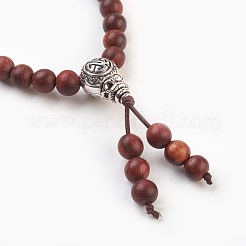 Four Loops Natural Sandalwood Beads Stretch Wrap Bracelets&nbsp;BJEW-JB03812