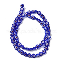 Handmade Millefiori Glass Flat Round Bead Strands&nbsp;LK-P011-22