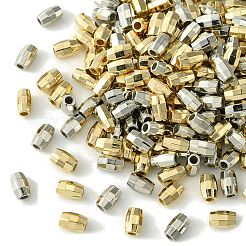 200個2色ccbプラスチックビーズ  多面カット  コラム  プラチナ·ゴールデン  6x4x3.5mm  穴：1.8mm  100個/カラー&nbsp;CCB-FS0001-05
