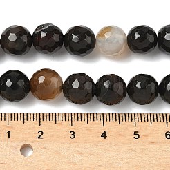 天然石瑪瑙ビーズ連売り  染め＆加熱  多面カット  ラウンド  コーヒー  10mm  穴：0.8mm  約37個/連  14.96''（38センチメートル）&nbsp;G-M437-C01-01Y