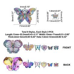 16個8スタイルメッキ合金ペンダント  カドミウムフリー＆鉛フリー  混合図形  虹色  2個/スタイル&nbsp;FIND-PH0001-58