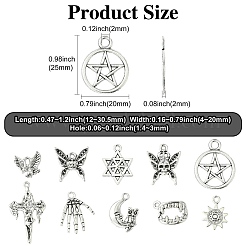 100pcs10スタイルチベットスタイルアロイペンダント  アンティークシルバー  12~30.5x4~20mm  10個/スタイル&nbsp;TIBE-CJ0001-35