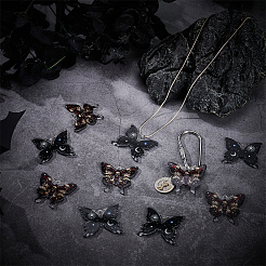 20個2スタイルプリントアクリルパーツ  蝶  ブラック  34.5~36x39.5x2.5mm  穴：2mm  10個/スタイル&nbsp;OACR-WR0001-10