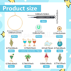 DIY ワイングラスチャーム作成キット  真鍮のワイングラスチャームリング付き  アクリルビーズ  合金エナメルチャーム  スペーサービーズラウンド真鍮  201ステンレススチールビーズピンセット  ゴールドカラー&nbsp;DIY-JOY0001-09