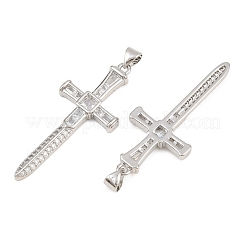 Brass Micro Pave Clear Cubic Zirconia Pendants&nbsp;CU-CBADC6C-03P
