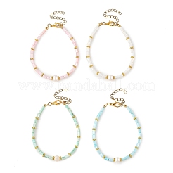 Natural Cultured Freshwater Pearl & Dyed Freshwater Shell Beaded Bracelets for Women&nbsp;BJEW-JB14213