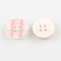 4つ穴プラスチックボタン  フラットラウンド  ピンク  13x3mm  穴：1.5mm&nbsp;BUTT-R036-07