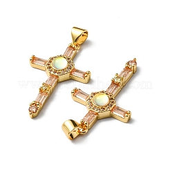 Rack Plating Brass Micro Pave Cubic Zirconia Pendants&nbsp;KK-P235-08G-01