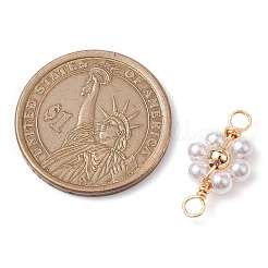 Imitated Pearl Acrylic Beaded Copper Wire Wrapped Connector Charms&nbsp;PALLOY-JF02593