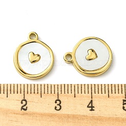Ion Plating(IP) 304 Stainless Steel Pave Shell Flat Round Charms with Heart&nbsp;FIND-Z028-06G