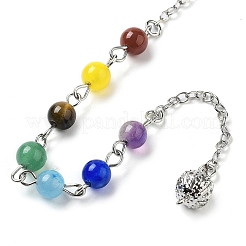 Natural Tiger Eye Hexagonal Pointed Dowsing Pendulums&nbsp;G-P552-05P-08