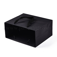 ロープハンドル付き長方形紙袋  ギフトバッグやショッピングバッグ用  ブラック  22x10x18cm&nbsp;CARB-L011-02A-05