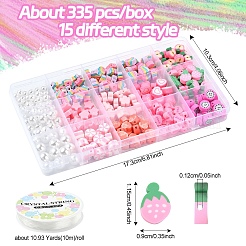 DIY ポリマー粘土ブレスレット ビーズ ジュエリー作りキット  ピンク  ビーズ：335個/セット&nbsp;DIY-YW0010-60