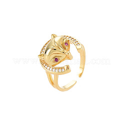 Brass Micro Pave Cubic Zirconia Cuff Rings&nbsp;RJEW-S045-147G