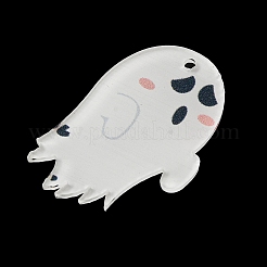 ハロウィーンプリントアクリルパーツ  ゴーストチャーム  ホワイト  41x29x2mm  穴：1.8mm&nbsp;FIND-K017-05C