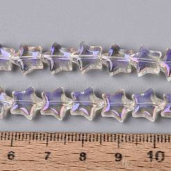 電気メッキ透明ガラスビーズ連売り  スター  紫色のメディア  9~9.5x9.5~10x4~5mm  穴：0.6~0.8mm  約100個/連  33.46インチ（85cm）&nbsp;EGLA-N056-04A-A02