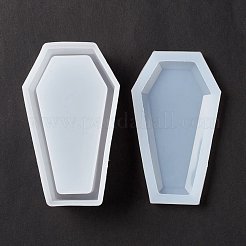 棺収納ボックス シリコンモールドキット  レジン型  UVレジン＆エポキシレジンのクラフト作り用  ハロウィンモチーフ  ホワイト  箱：125.8x76x36.5ミリ  蓋：123x73mm  2個/セット&nbsp;DIY-F118-01