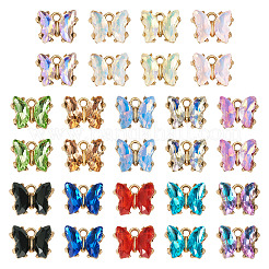 28pcs 14 colors Light Golden Alloy Glass Charms&nbsp;FIND-TA0005-94