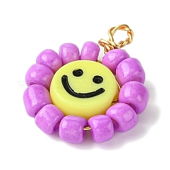Acrylic Glass Seed Beaded Pendants&nbsp;PALLOY-MZ00294-03