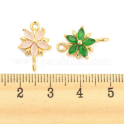 Brass Pave Glass Connector Charms&nbsp;GLAA-A006-05
