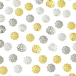 300 個 3 スタイル真鍮ビーズキャップ  花  ミックスカラー  6x1.5mm  穴：0.8mm  100個/スタイル&nbsp;IFIN-FS0001-43