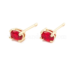 Cubic Zirconia Oval Stud Earrings&nbsp;EJEW-F282-21-G