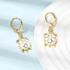 Turtle Brass Micro Pave Cubic Zirconia Hoop Earrings&nbsp;EJEW-K324-07G