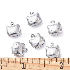 316ステンレススチールペンダント  猫の形  ステンレス鋼色  10x10x4mm  穴：1mm  50個/箱&nbsp;STAS-UN0012-55