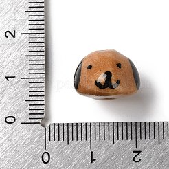 手作りの陶器ビーズ  手描きの陶器ビーズ  犬  ファミーユは磁器バラ  チョコレート  11x15x15mm  穴：1.6mm&nbsp;PORC-Z006-03B